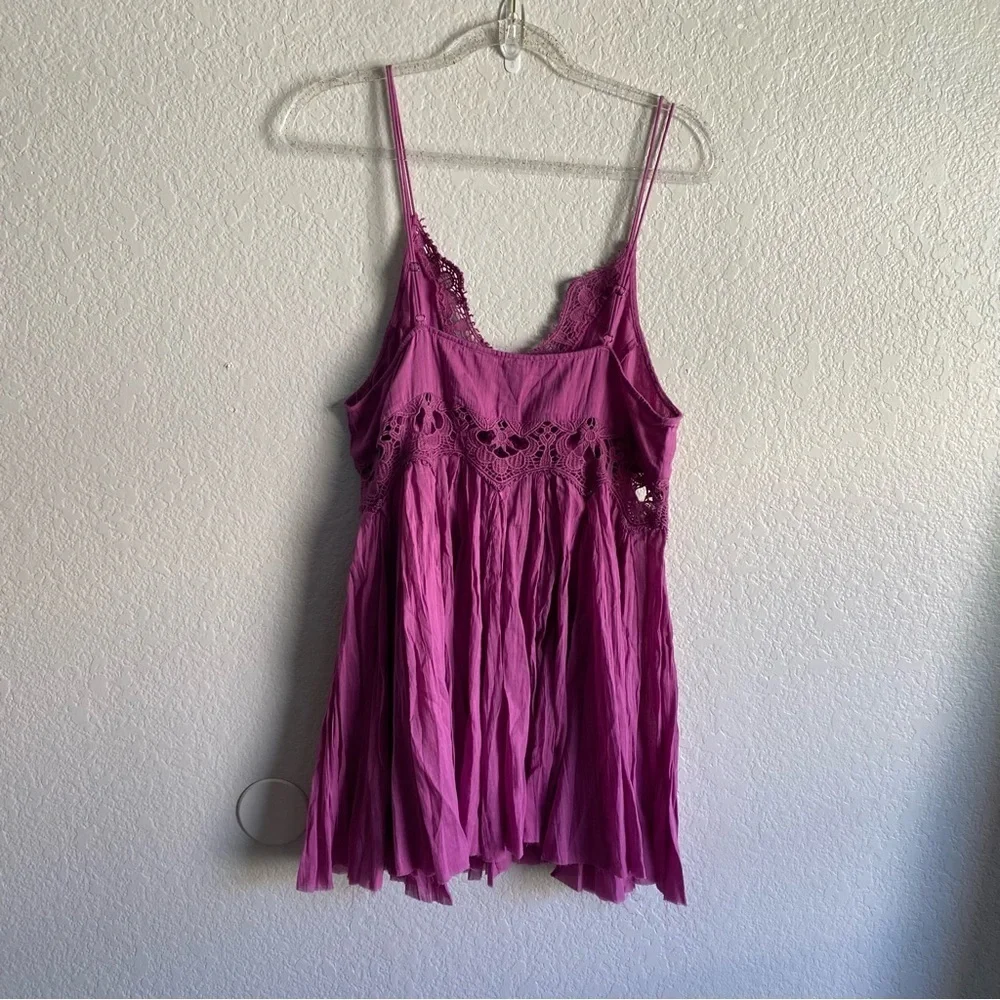 Free People Ilektra Slip Mini Dress Dahlia Mauve Magenta Boho Coquette NEW